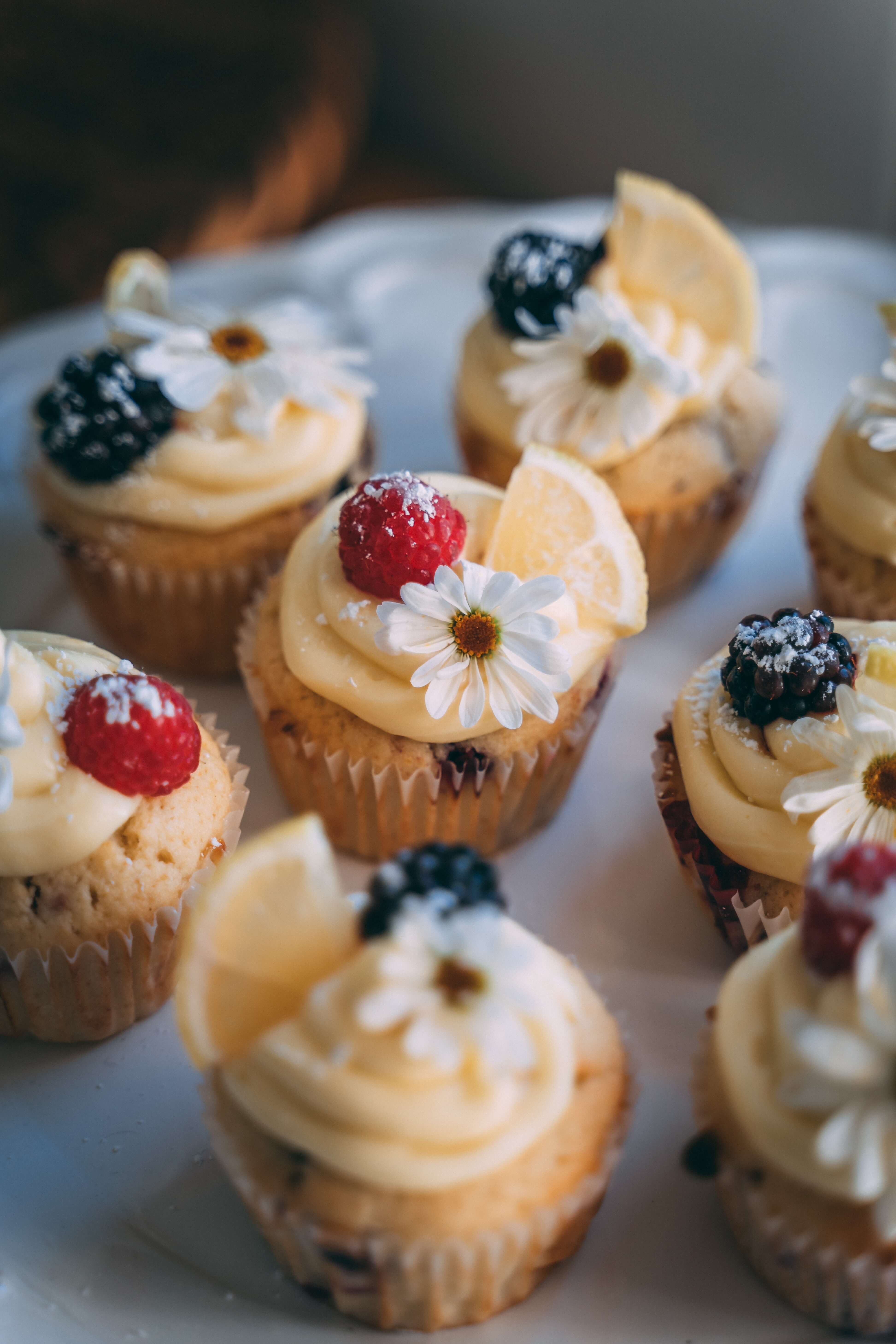 Cupcake crema y flores
